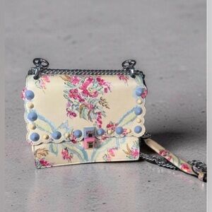 Fendi Kan I Floral Crossbody Bag with Chain Strap